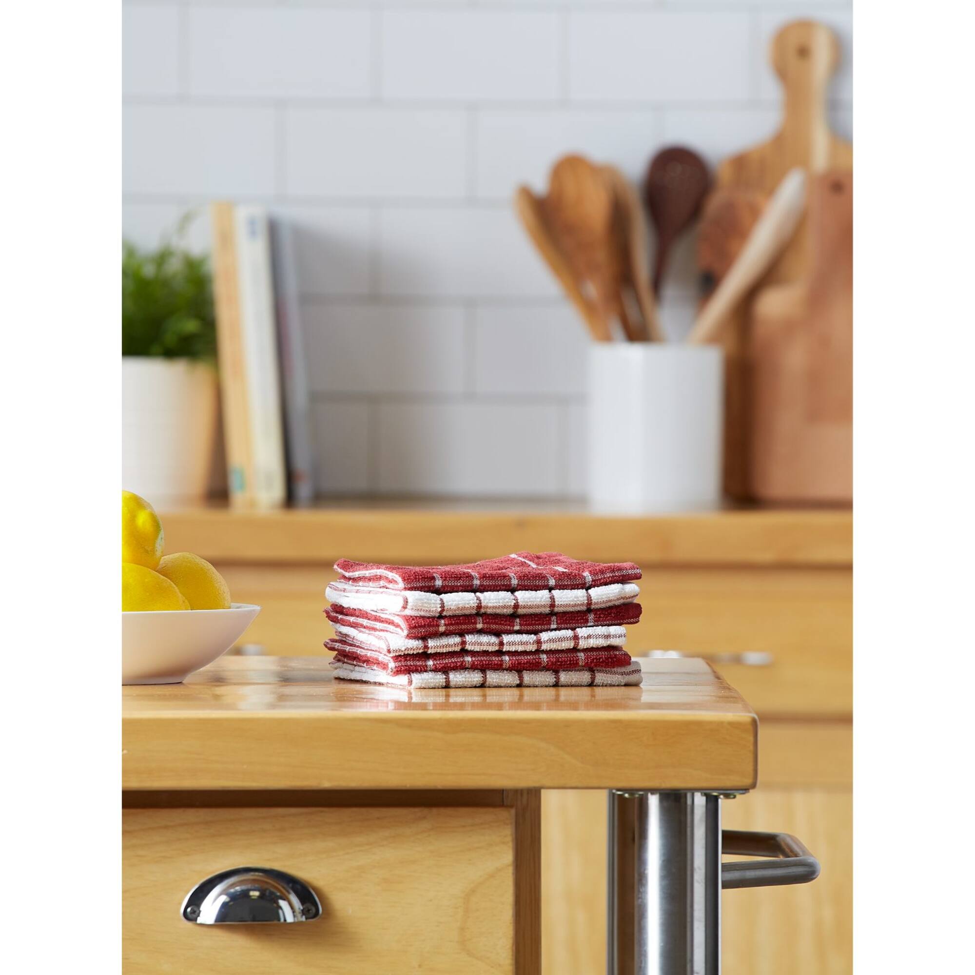Barn Red Combo Windowpane Dishcloth, 6ct.